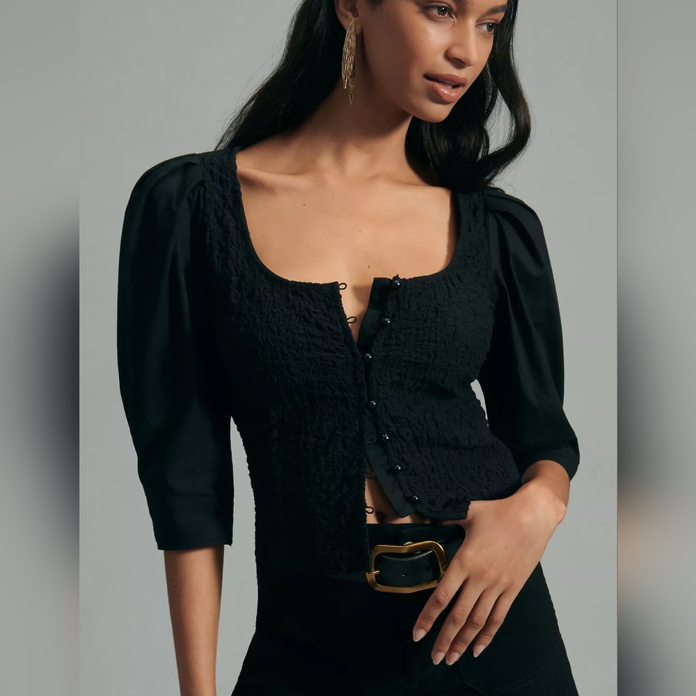NWT Anthropologie Smocked Cardigan Top